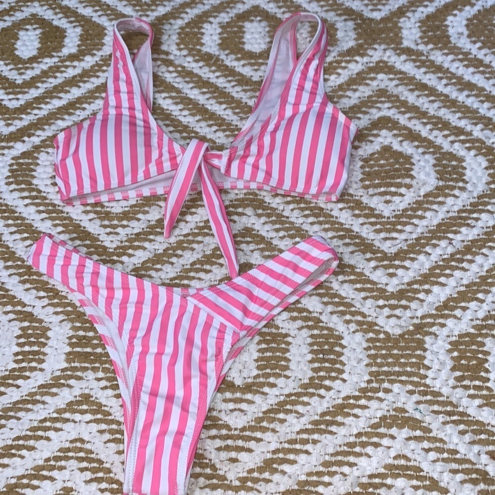 zaful bikini pink and white stripes - Picture 5 of 9
